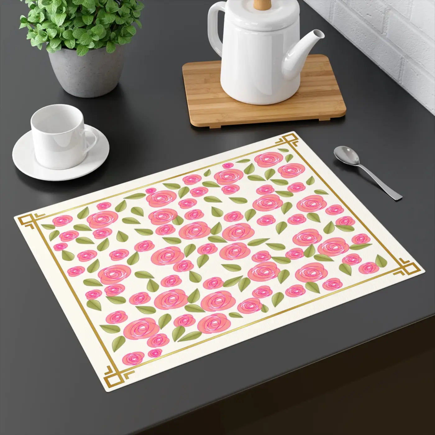 Pink Roses Cotton Placemat - Eco-Friendly Gifts - DipaliZ