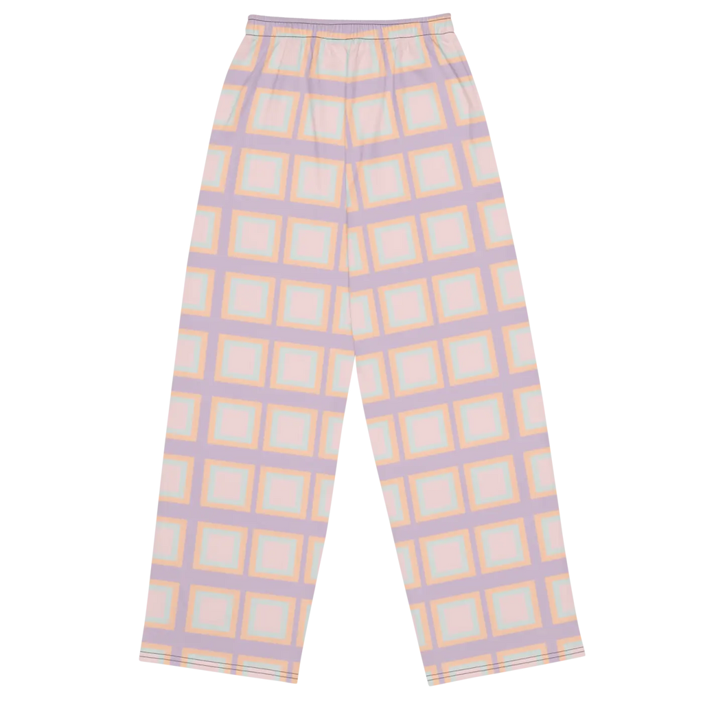 Pink Squares Wide Leg Pants - Loungewear Style - DipaliZ
