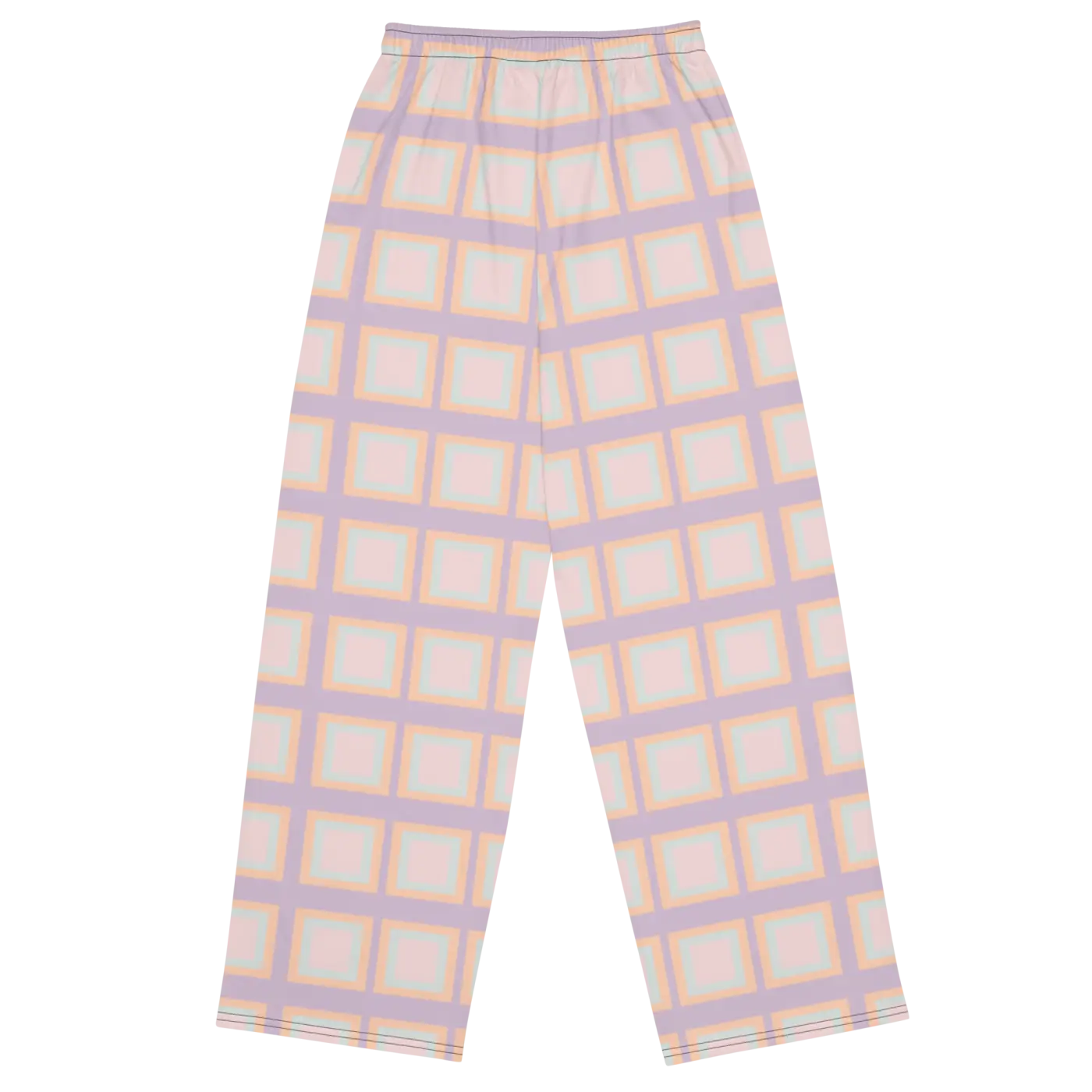 Pink Squares Wide Leg Pants - Loungewear Style - DipaliZ