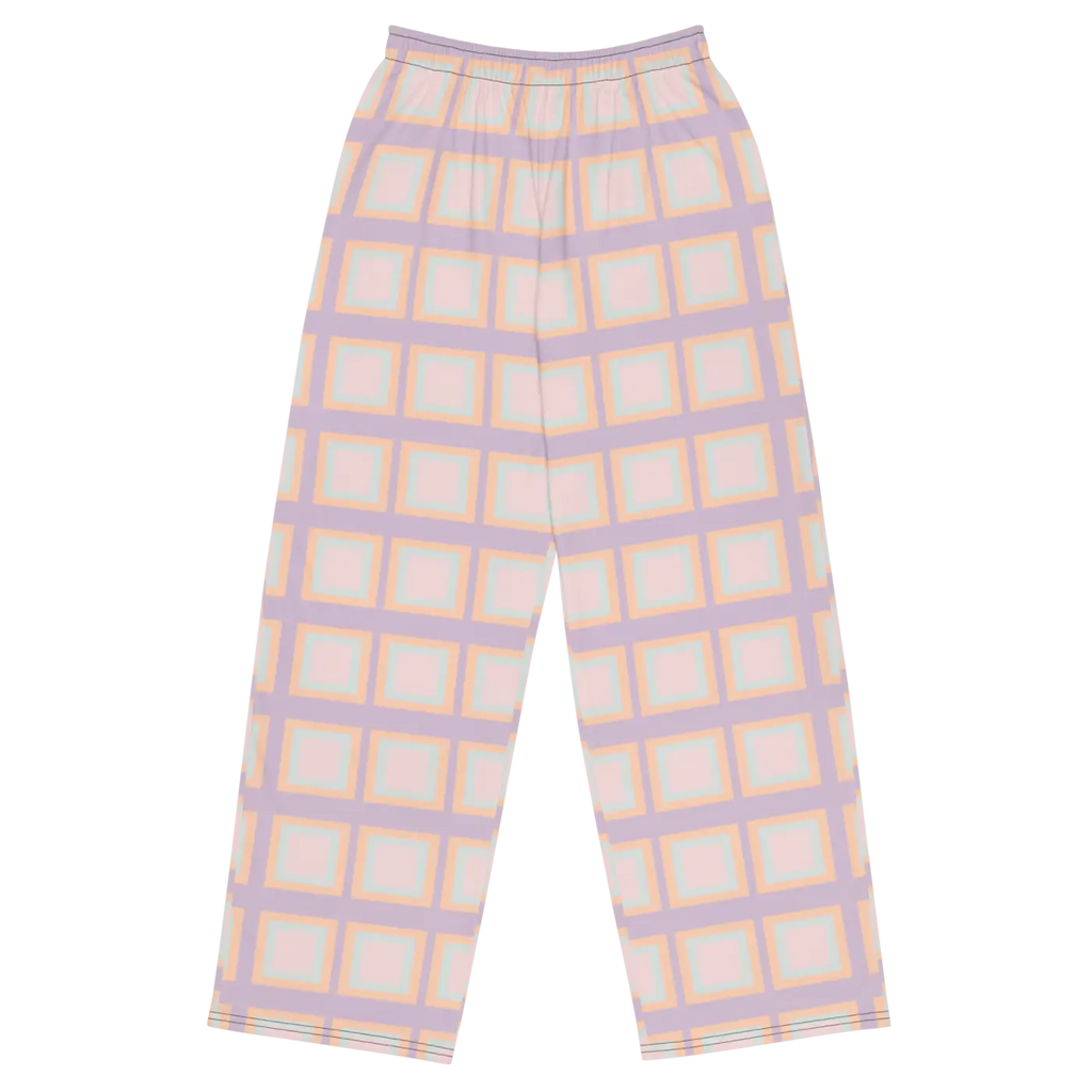 Pink Squares Wide Leg Pants - Loungewear Style - DipaliZ