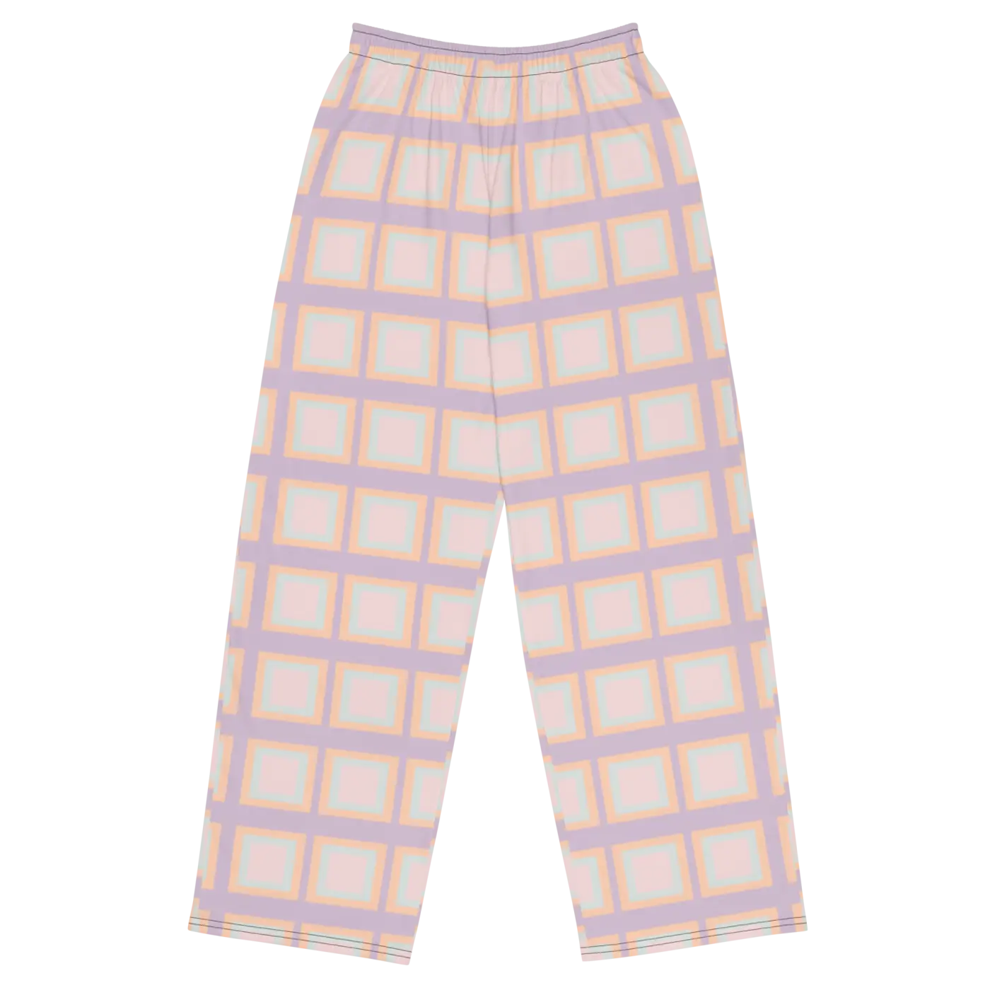 Pink Squares Wide Leg Pants - Loungewear Style - DipaliZ