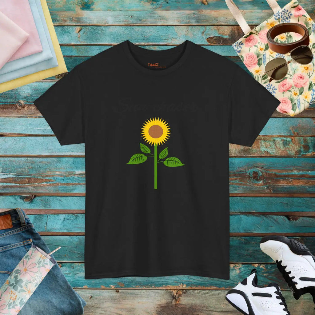 Sunflower T-Shirt - Hand-Drawn Cotton Gift for Her - DipaliZ