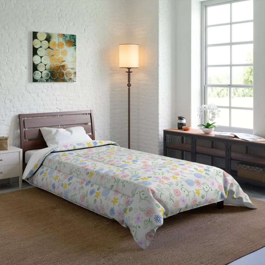 Pretty Nature Print Comforter - Cozy Warm Bedding - DipaliZ