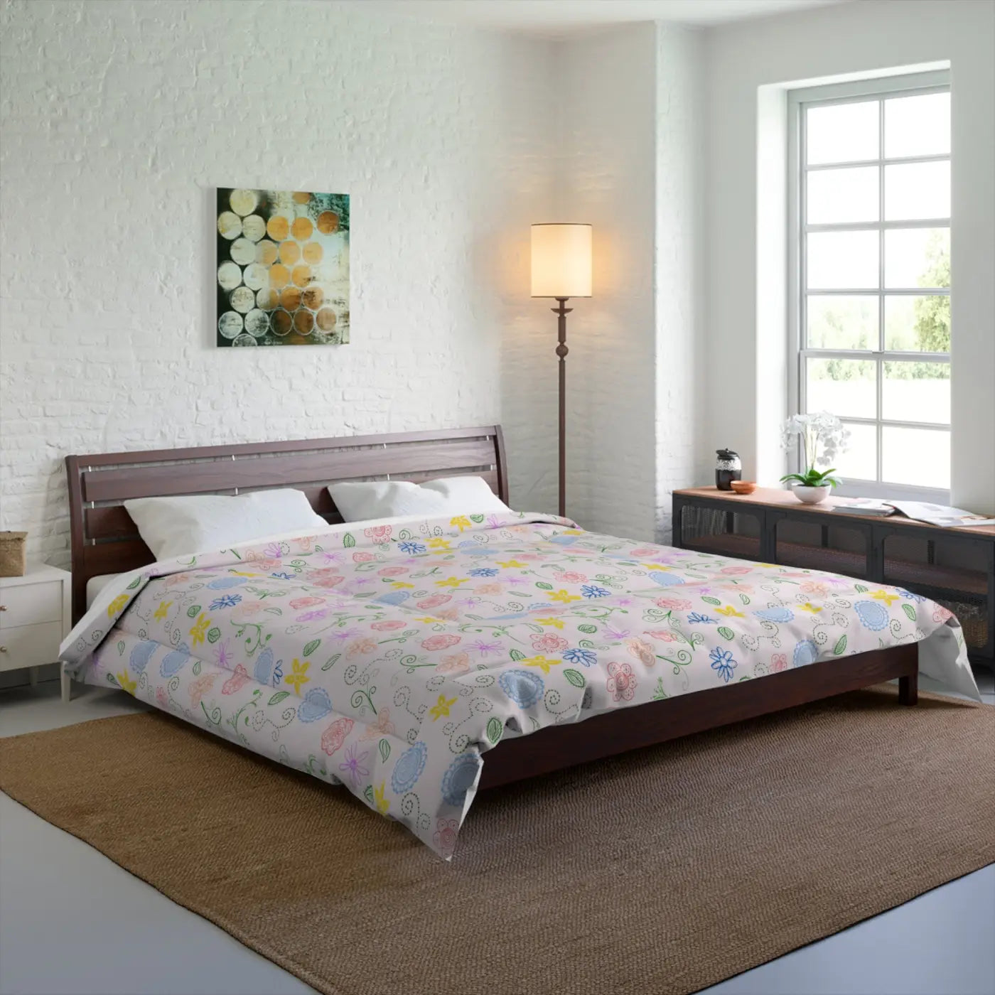 Pretty Nature Print Comforter - Cozy Pink Bedding - DipaliZ