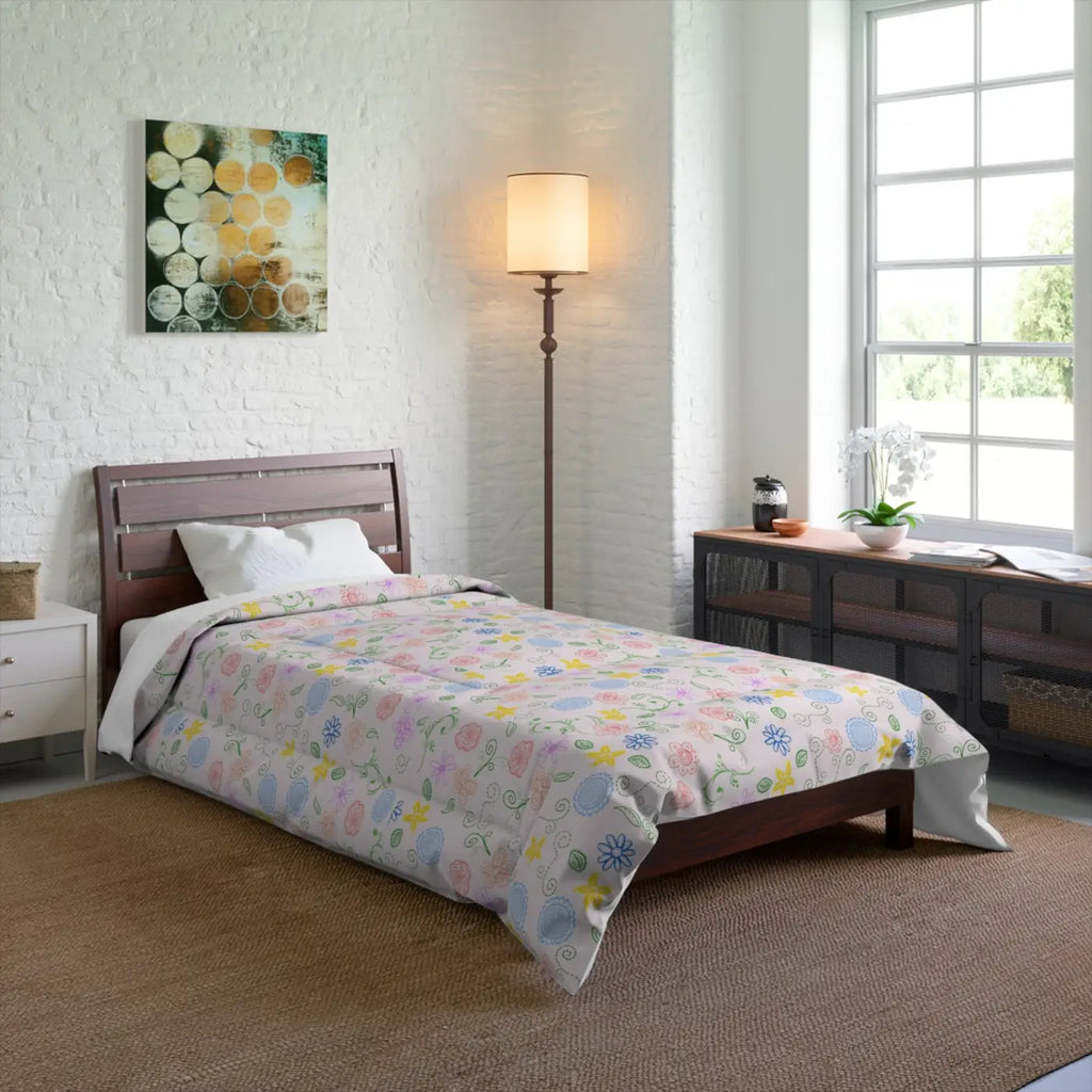 Pretty Nature Print Comforter - Cozy Pink Bedding - DipaliZ