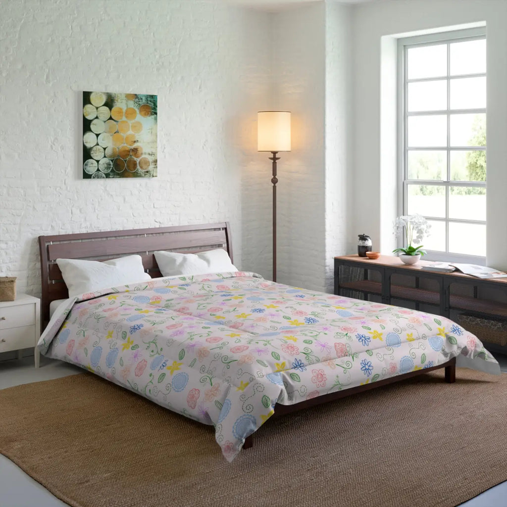 Pretty Nature Print Comforter - Cozy Pink Bedding - DipaliZ