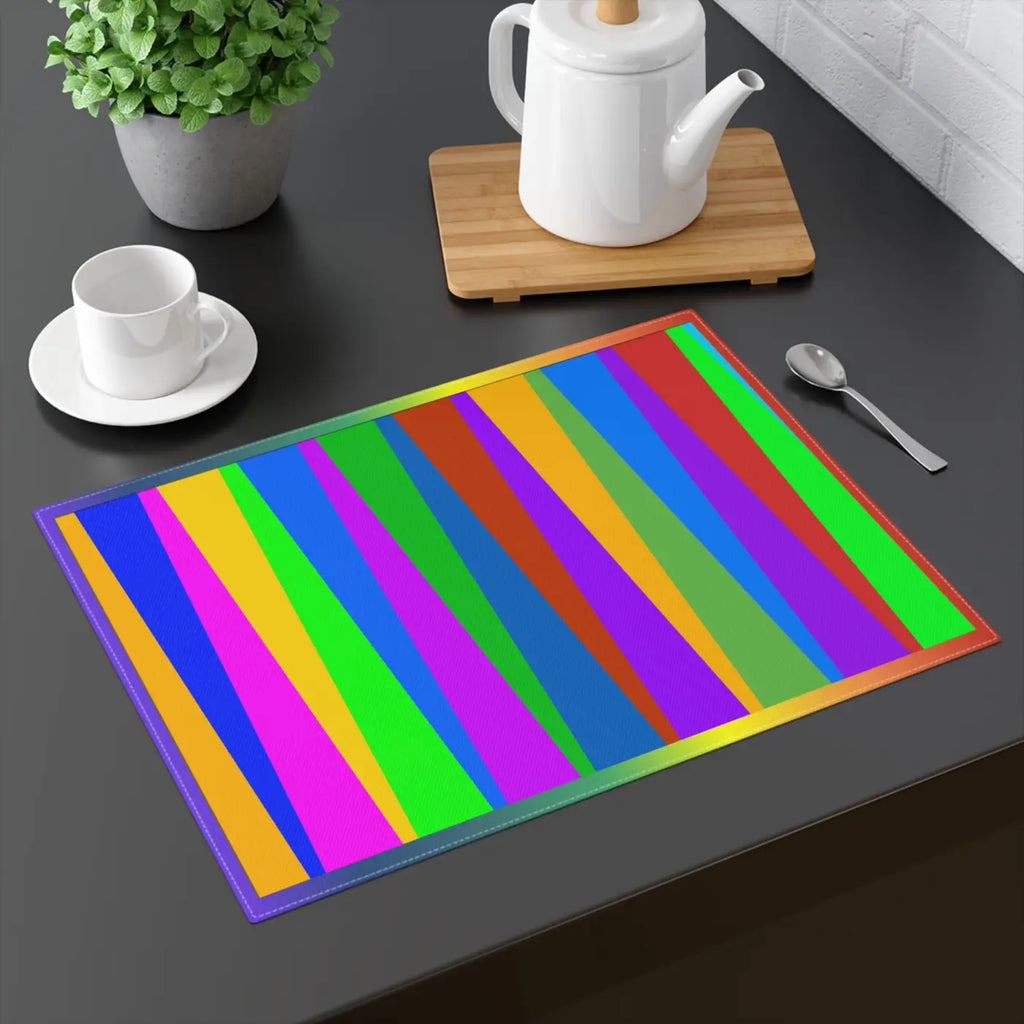 Rainbow Stripes Placemats - Colorful Cloth Table Decor - DipaliZ