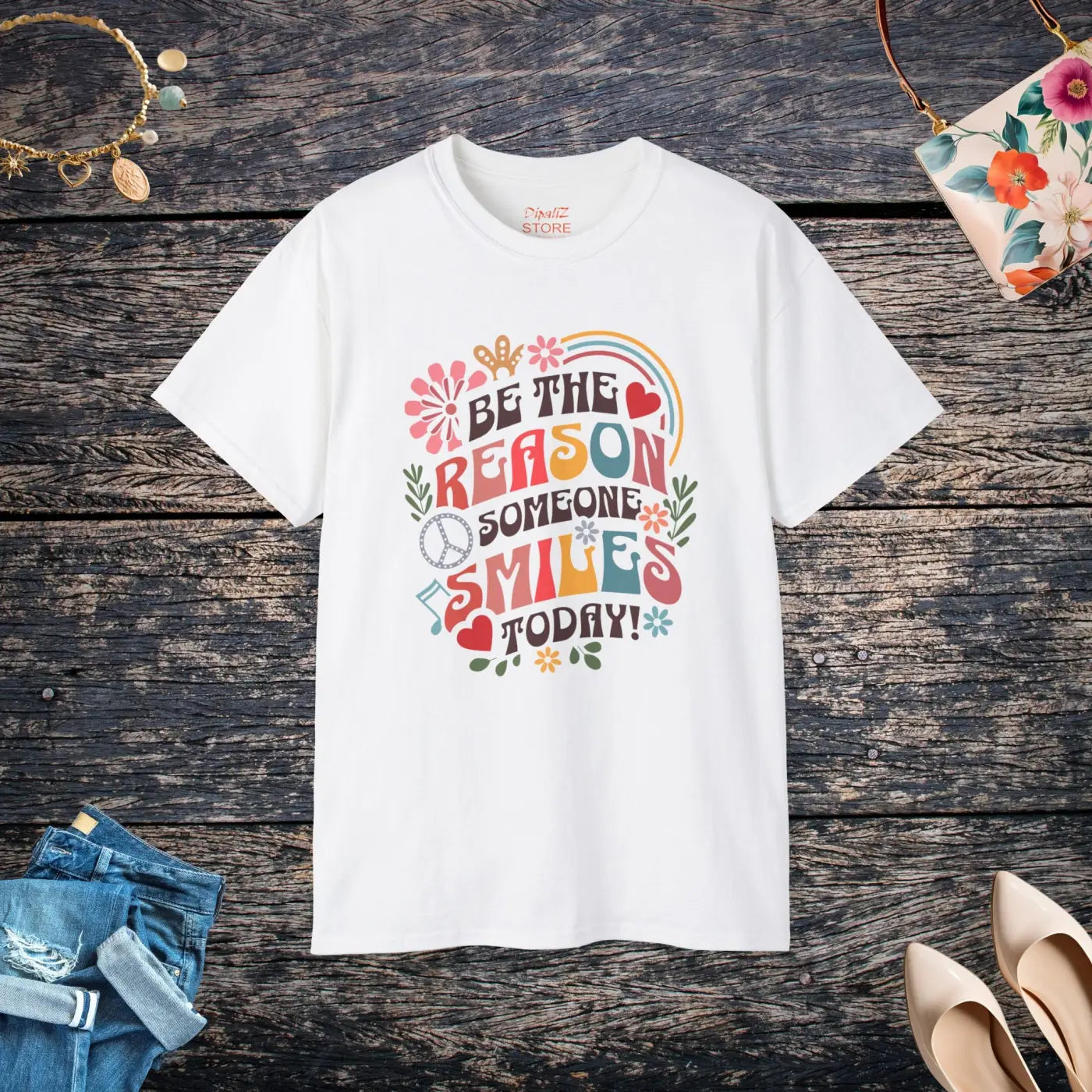 Be The Reason Someone Smiles Today T-Shirt - Eco-Friendly - DipaliZ