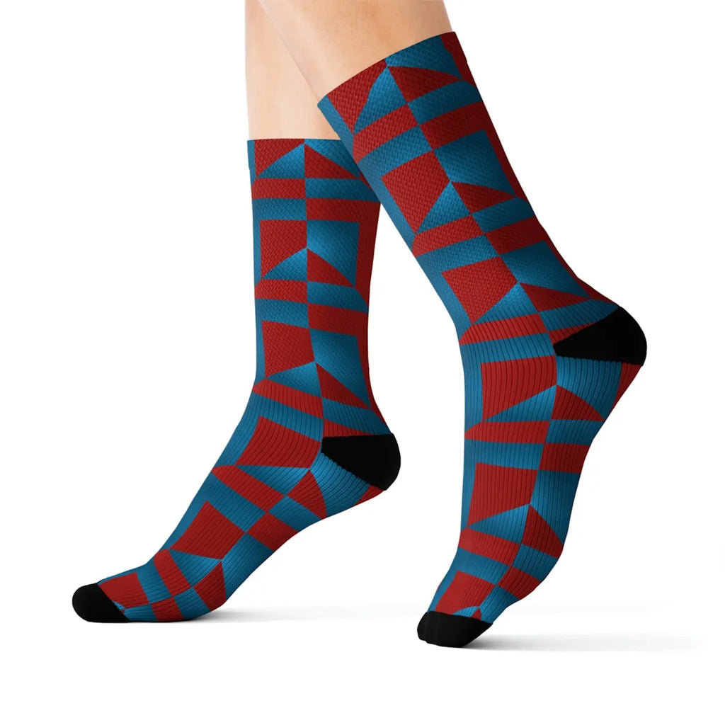 Blue Abstract Pattern Socks - Bold Statement Style - DipaliZ