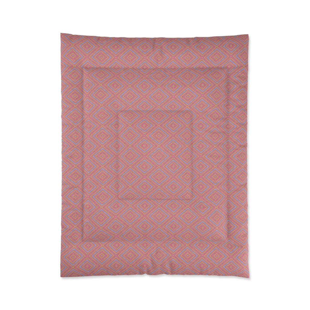 Blue Geometrical Pattern Comforter - Modern Statement Blanket - DipaliZ
