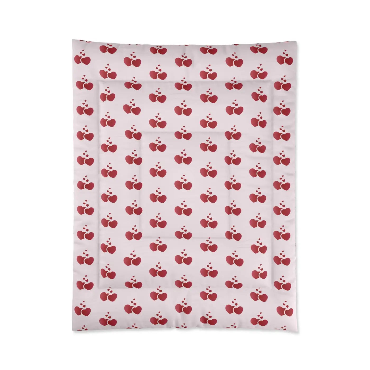 Red Hearts Polyester Comforter - Cozy Pink Pattern - DipaliZ
