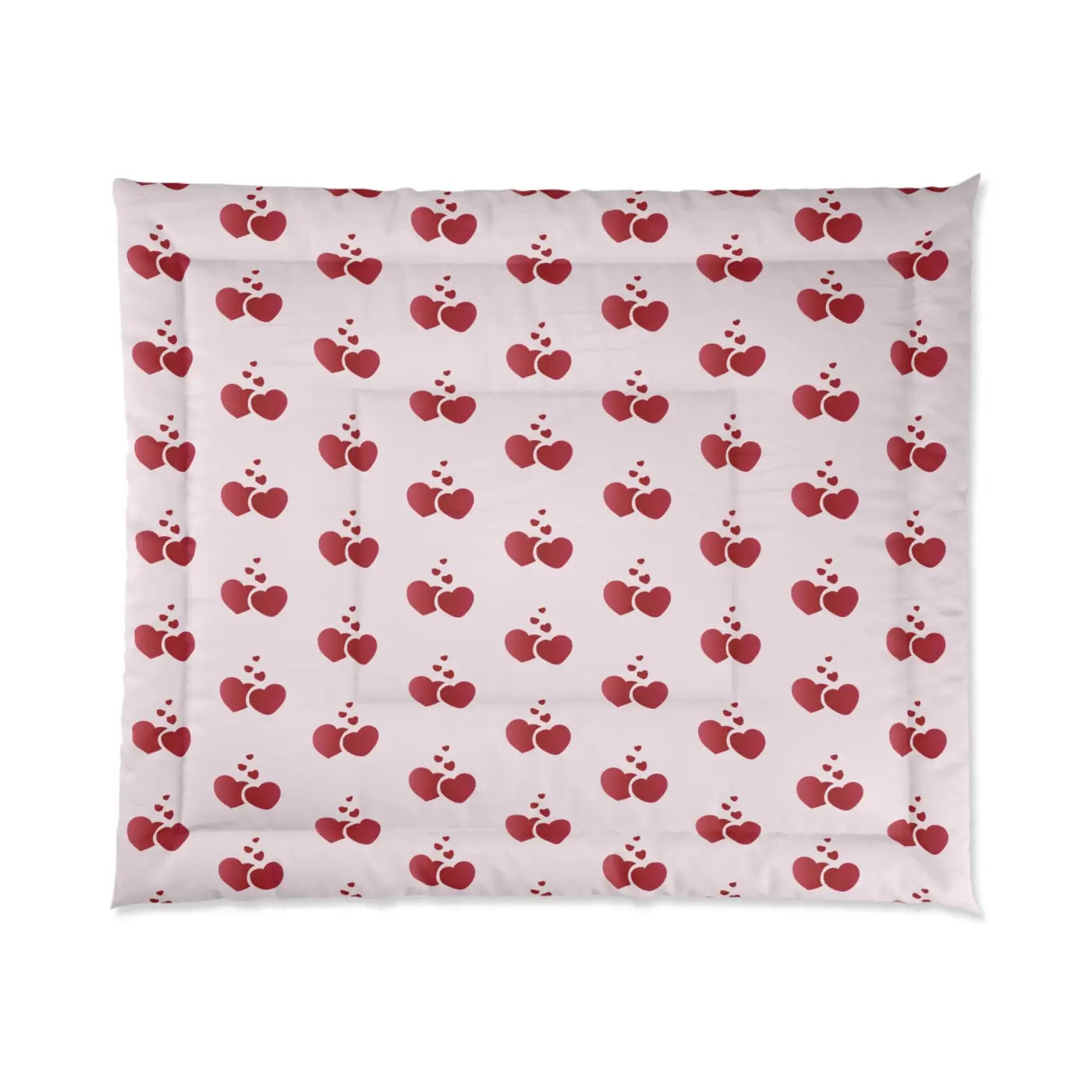 Red Hearts Polyester Comforter - Cozy Pink Pattern - DipaliZ