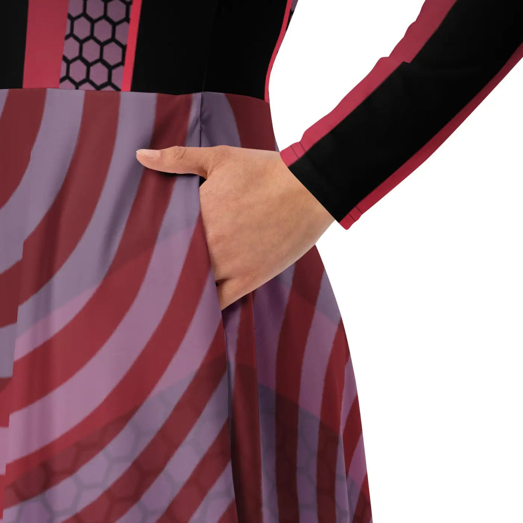 Print Long Sleeve Midi Dress - Statement Style - DipaliZ