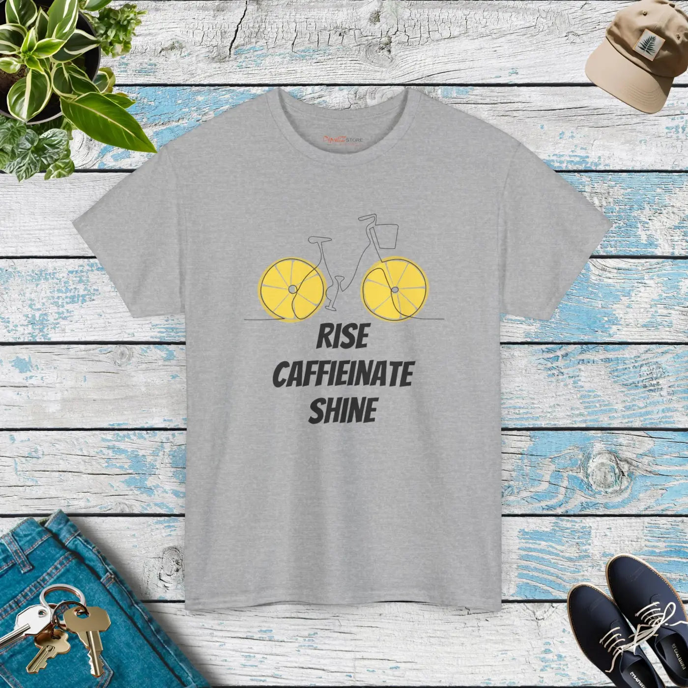 Bicycle Tee - Rise Caffeinate Shine Heavy Cotton - DipaliZ