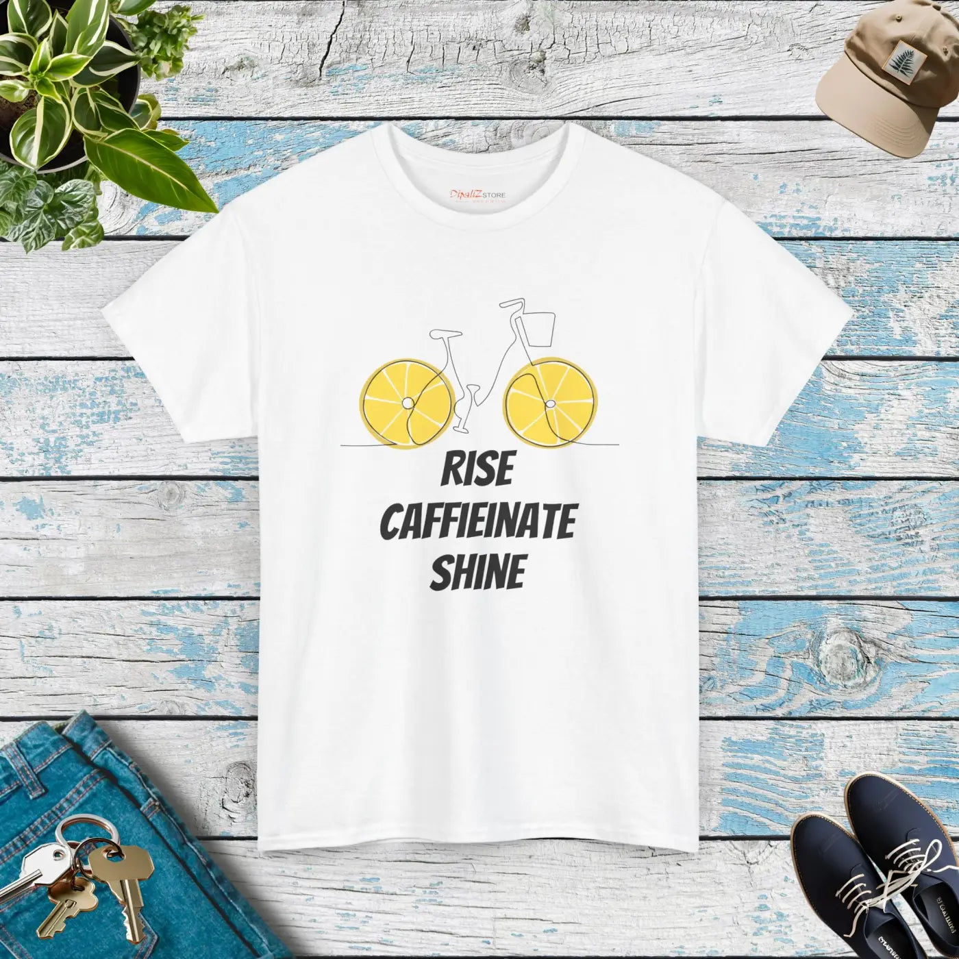 Bicycle Tee - Rise Caffeinate Shine Heavy Cotton - DipaliZ