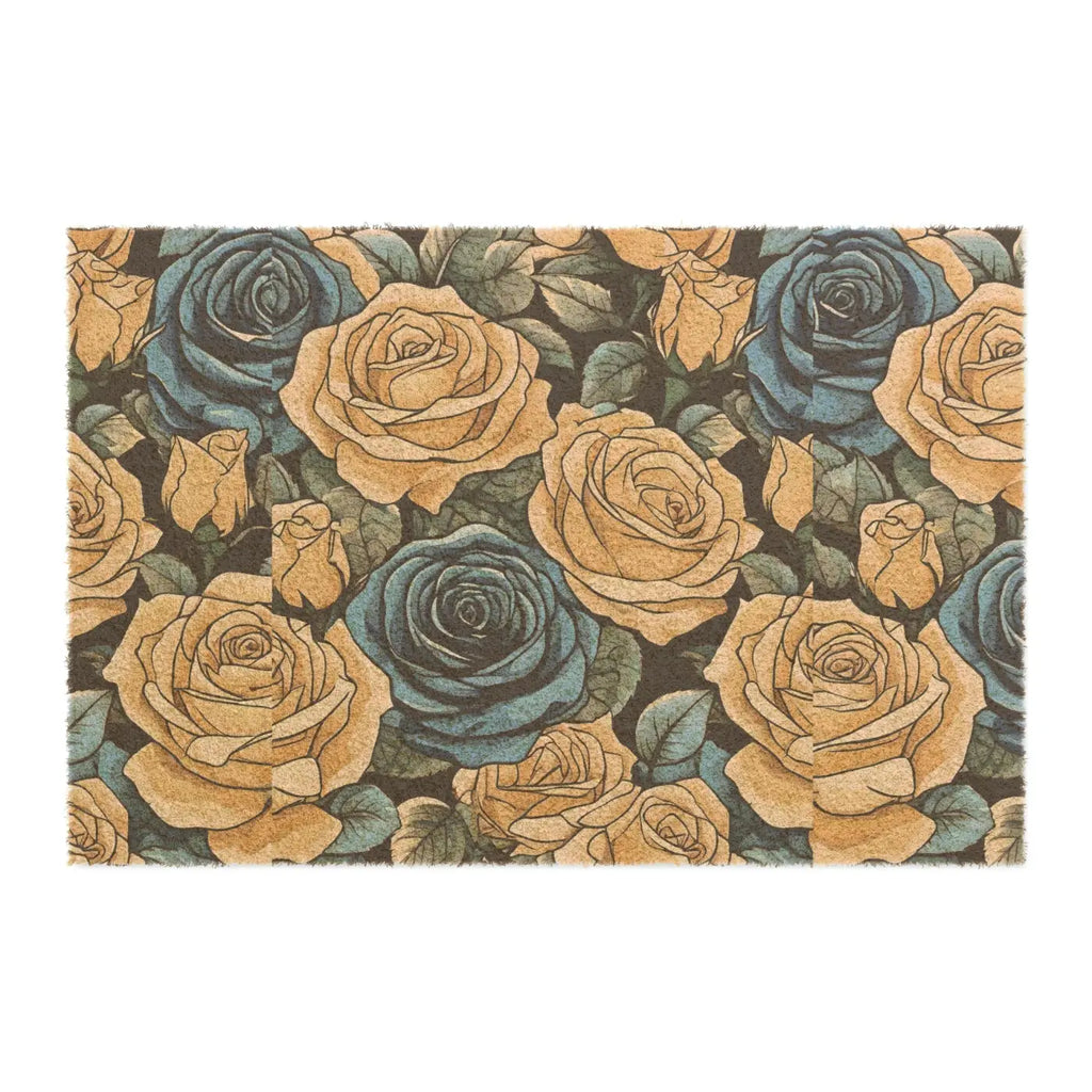 Rose Flowers Doormat - Tufted Coir Coconut Fiber Entry - DipaliZ