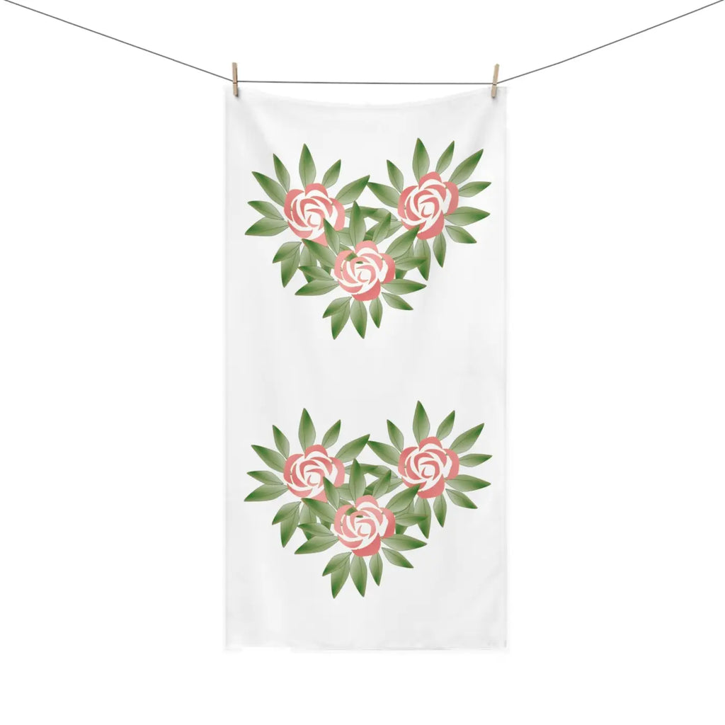 Mink Cotton Beach Towel - Rose Flowers Print - DipaliZ