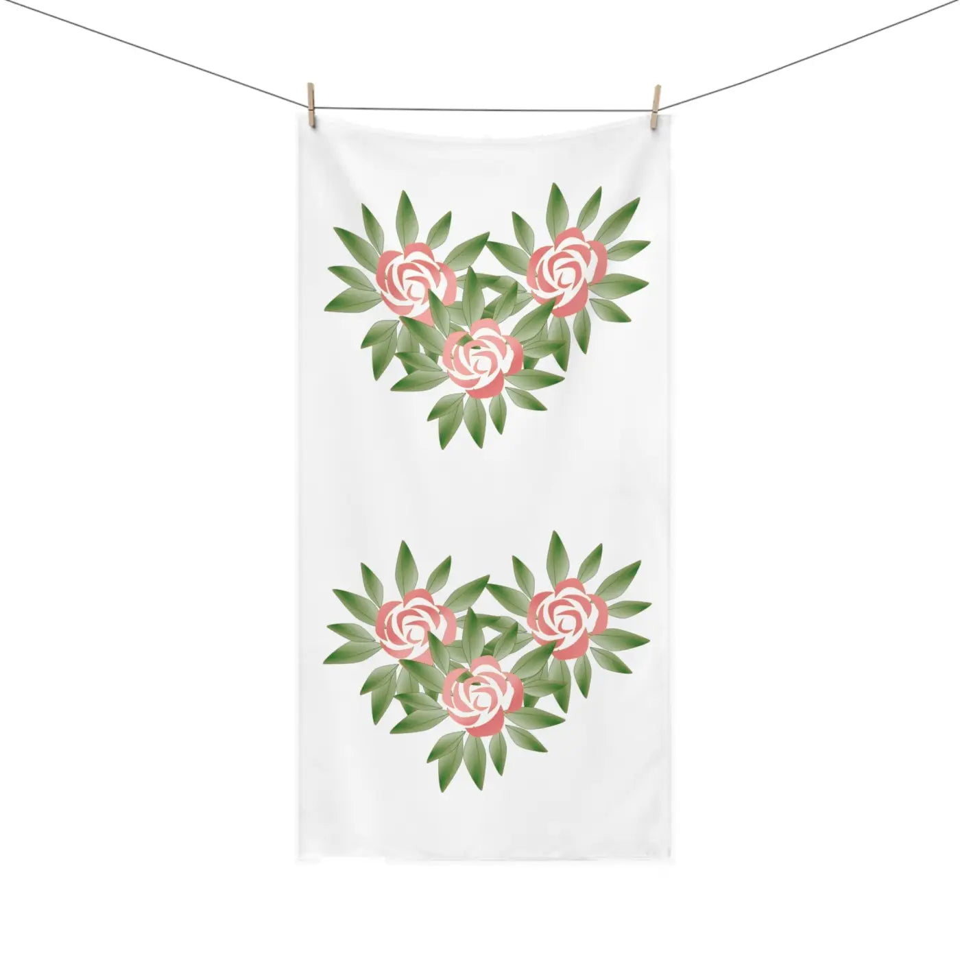 Mink Cotton Beach Towel - Rose Flowers Print - DipaliZ