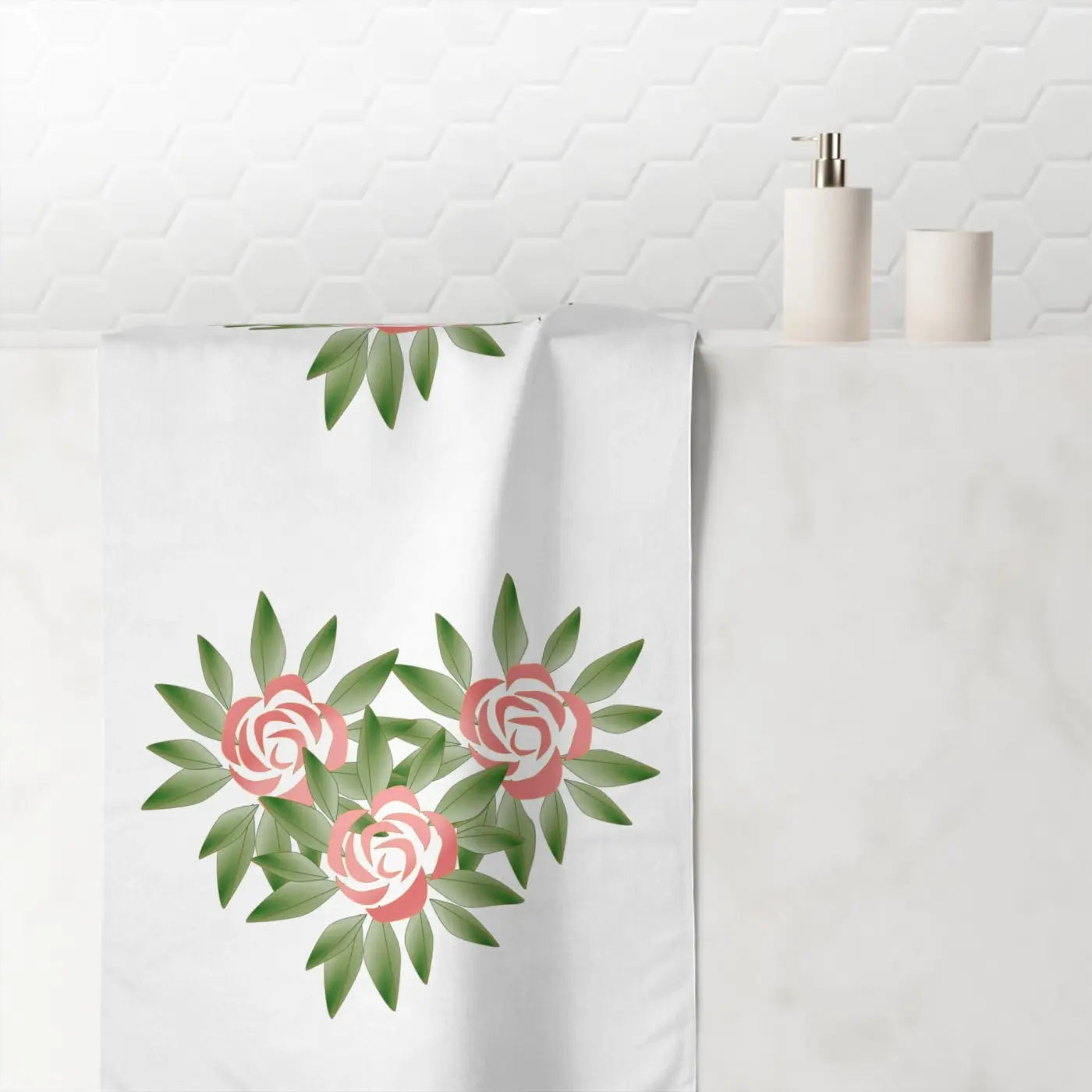 Mink Cotton Beach Towel - Rose Flowers Print - DipaliZ