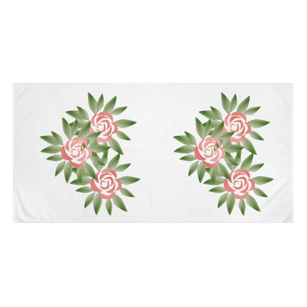 Mink Cotton Beach Towel - Rose Flowers Print - DipaliZ