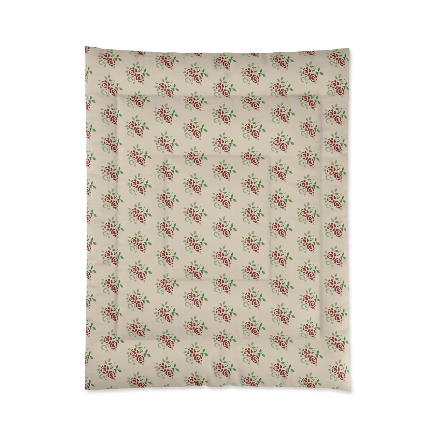 Roses On Beige Comforter - Cozy Fluffy Bedding - DipaliZ