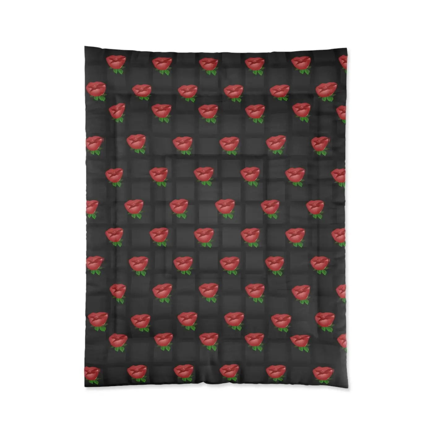 Black Comforter - Rose Weaved Background Design - DipaliZ
