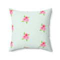 Polyester Square Pillow - Roses Print Mint Color - DipaliZ