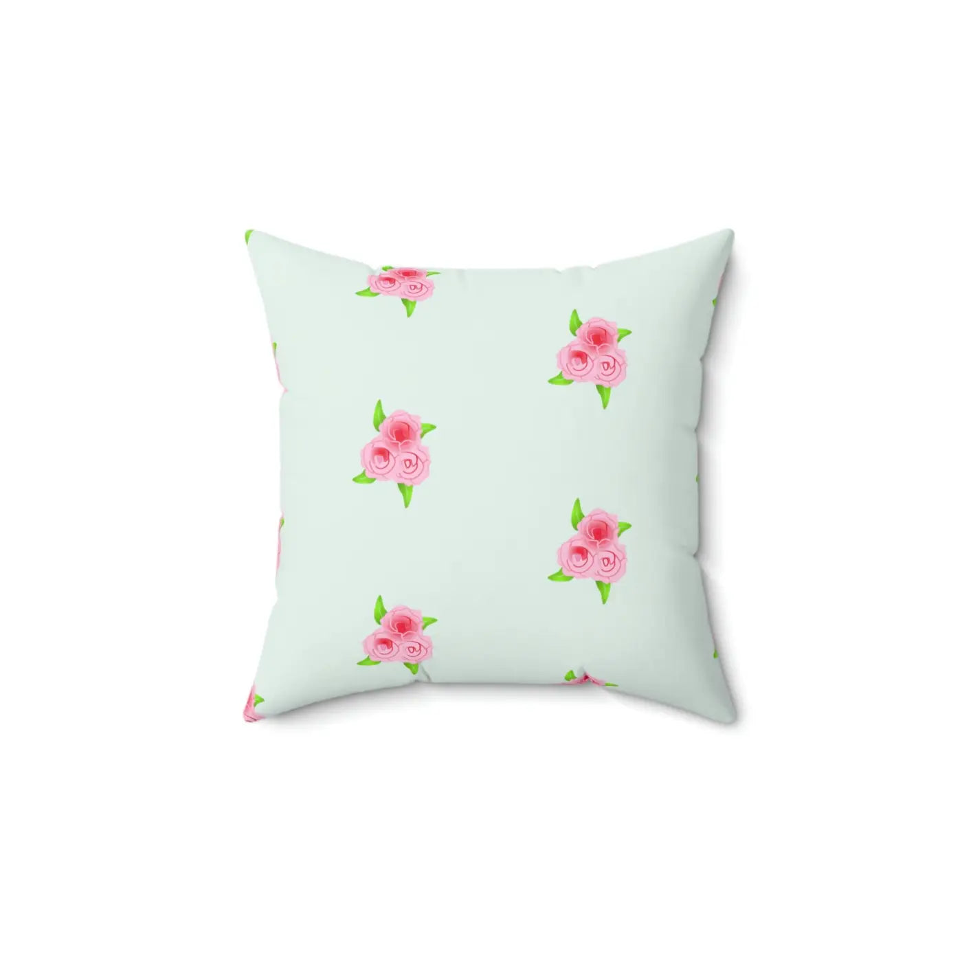Polyester Square Pillow - Roses Print Mint Color - DipaliZ