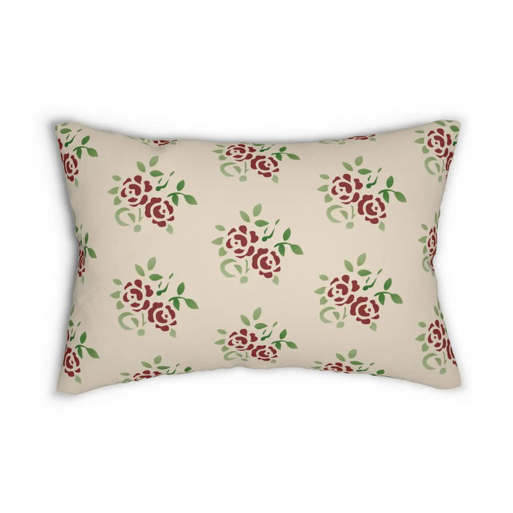 Spun Polyester Lumbar Pillow - Rose Design with Insert - DipaliZ