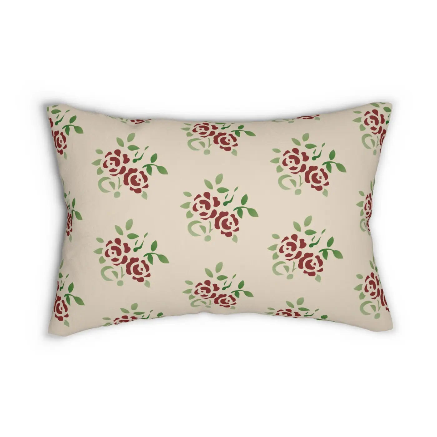 Spun Polyester Lumbar Pillow - Rose Design with Insert - DipaliZ