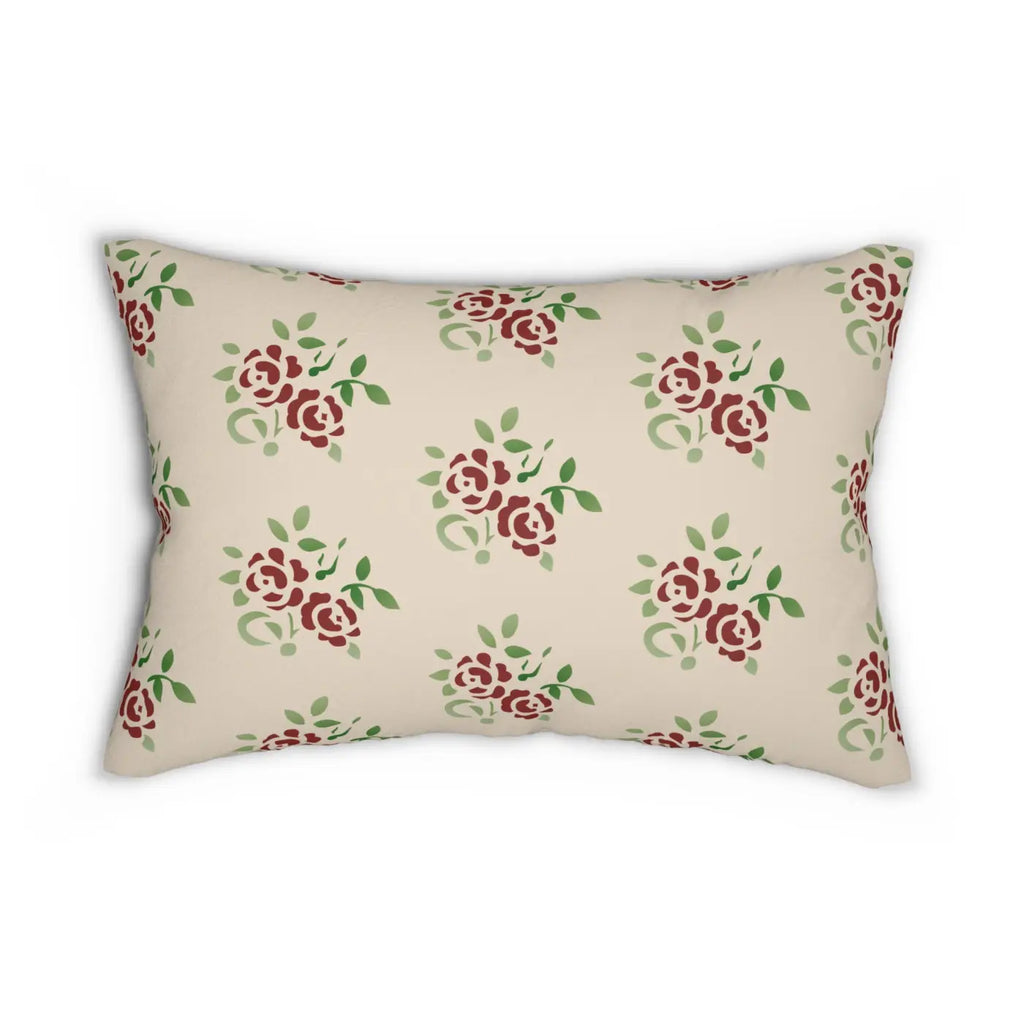 Spun Polyester Lumbar Pillow - Rose Design with Insert - DipaliZ