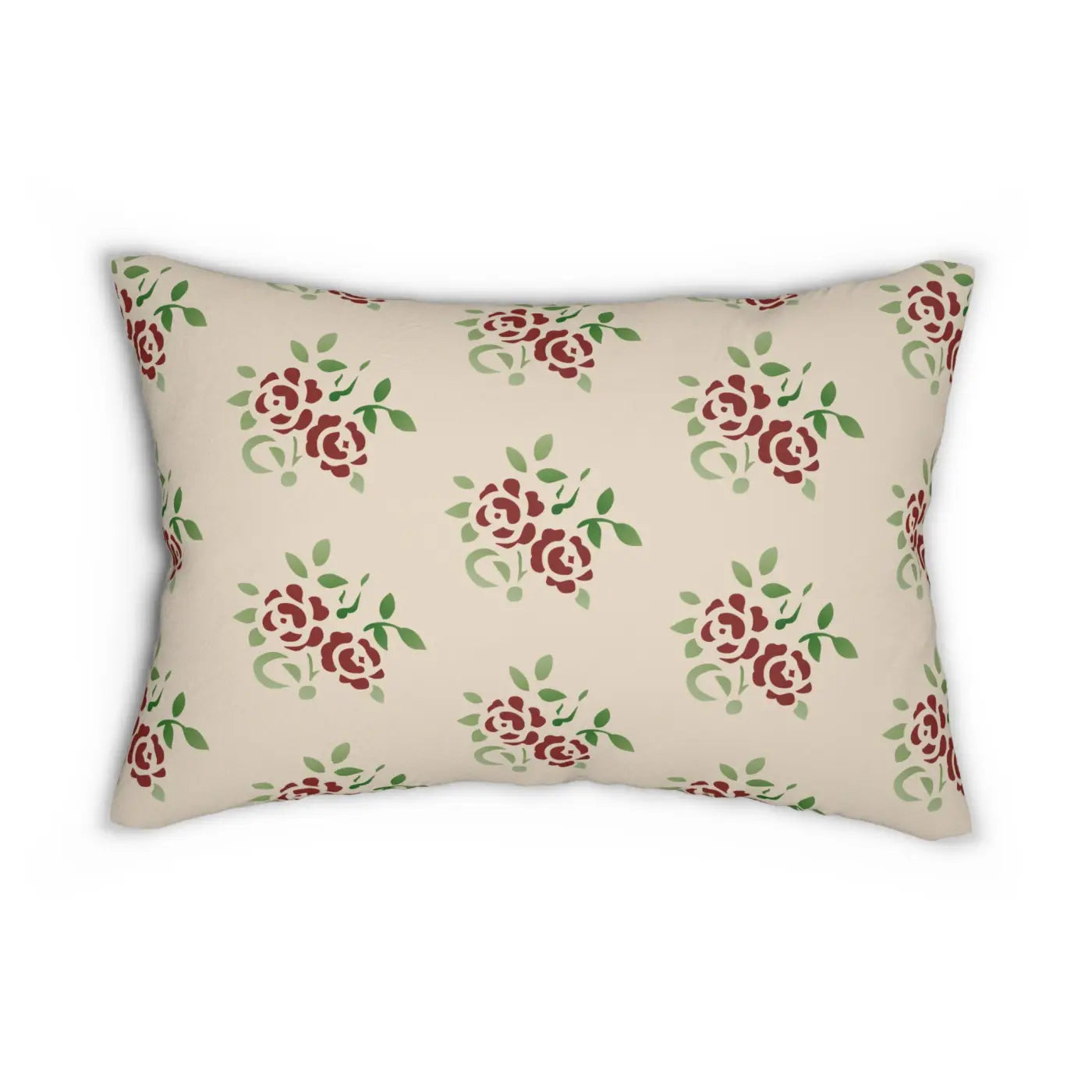 Spun Polyester Lumbar Pillow - Rose Design with Insert - DipaliZ