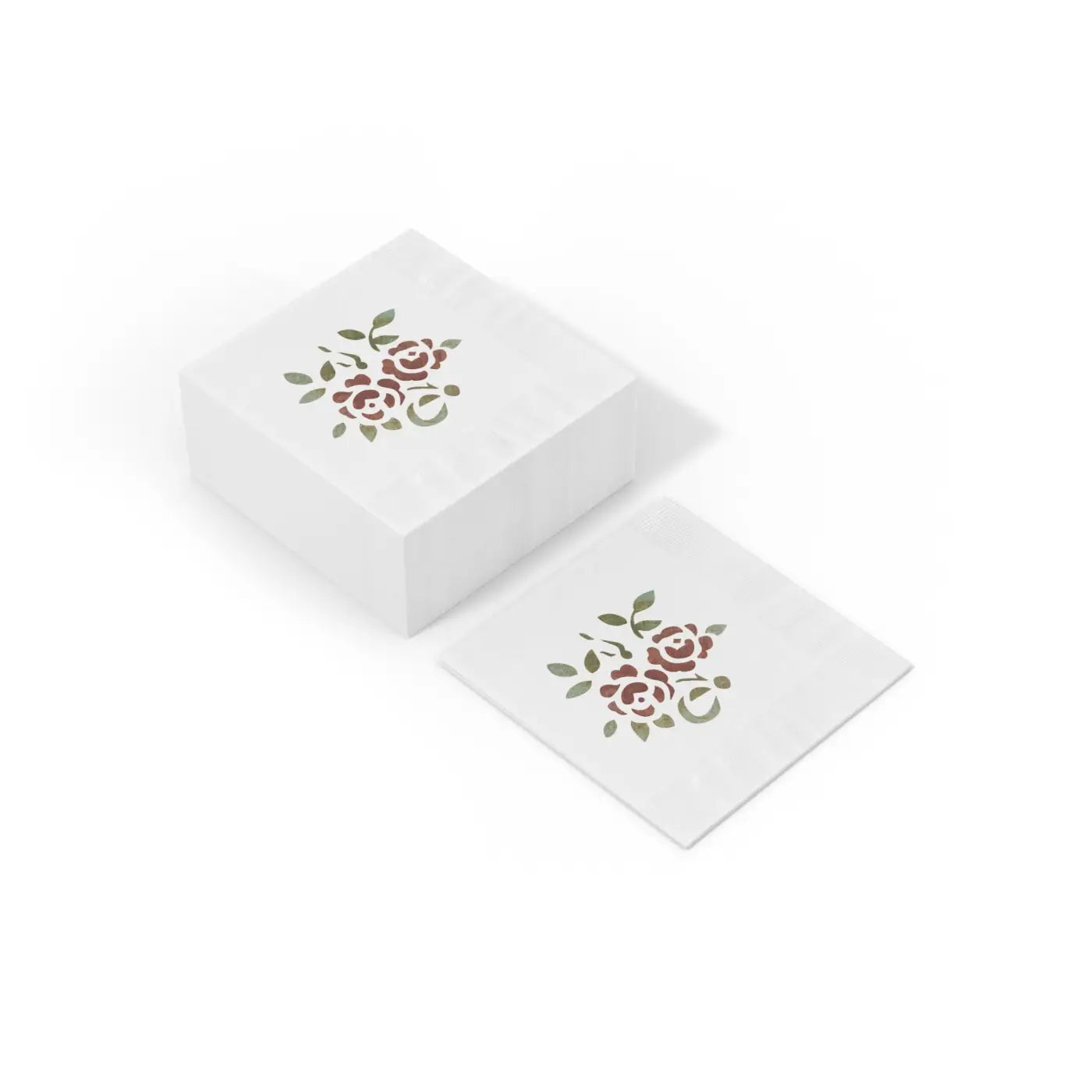Roses, White Coined Napkins