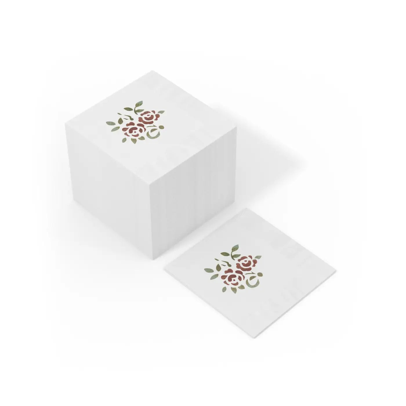 Roses, White Coined Napkins