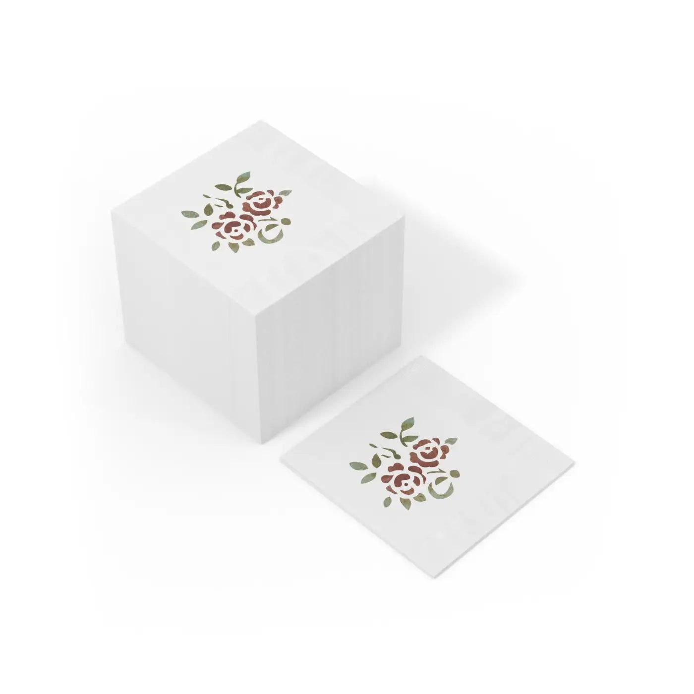 Roses, White Coined Napkins