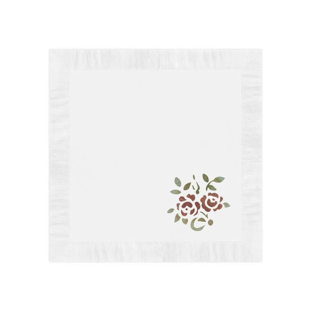 Roses, White Coined Napkins