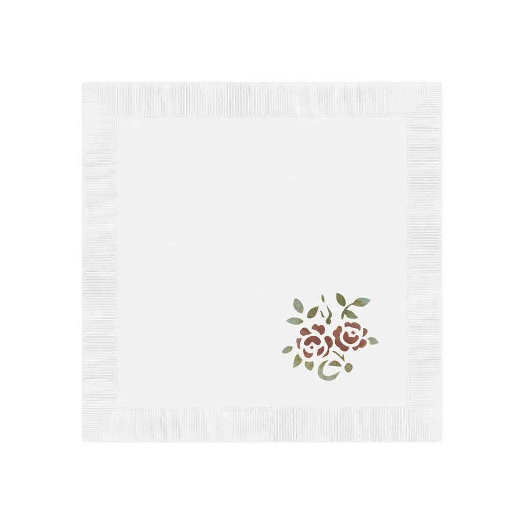 Roses, White Coined Napkins