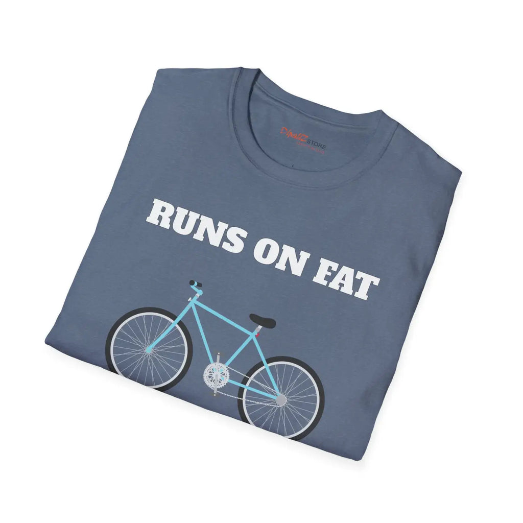 Bicycle T-Shirt - Runs On Fat Adventure Rider Tee - DipaliZ