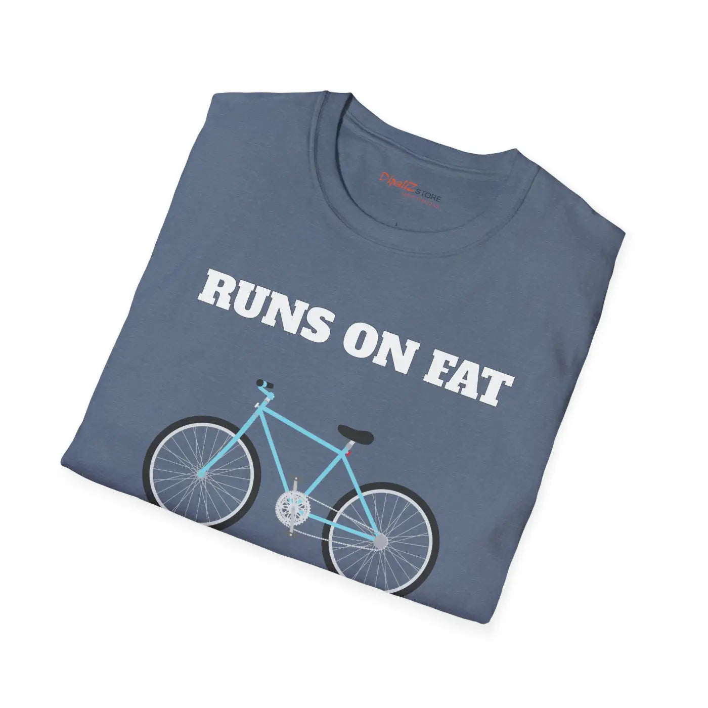 Bicycle T-Shirt - Runs On Fat Adventure Rider Tee - DipaliZ
