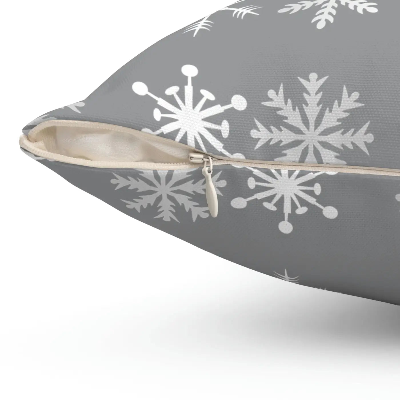 Sparkling Silver Snowflakes Polyester Square Pillow - Winter - DipaliZ