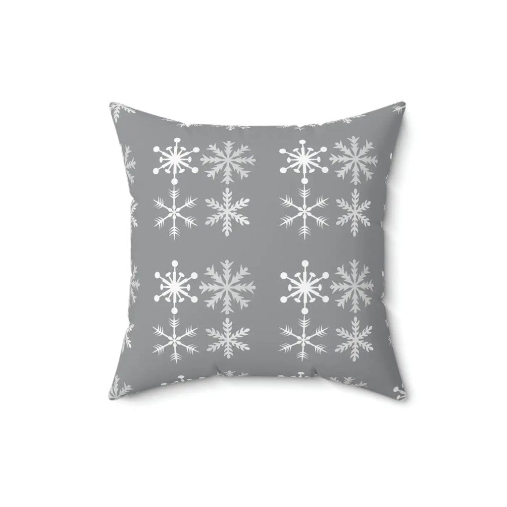 Sparkling Silver Snowflakes Polyester Square Pillow - Winter - DipaliZ
