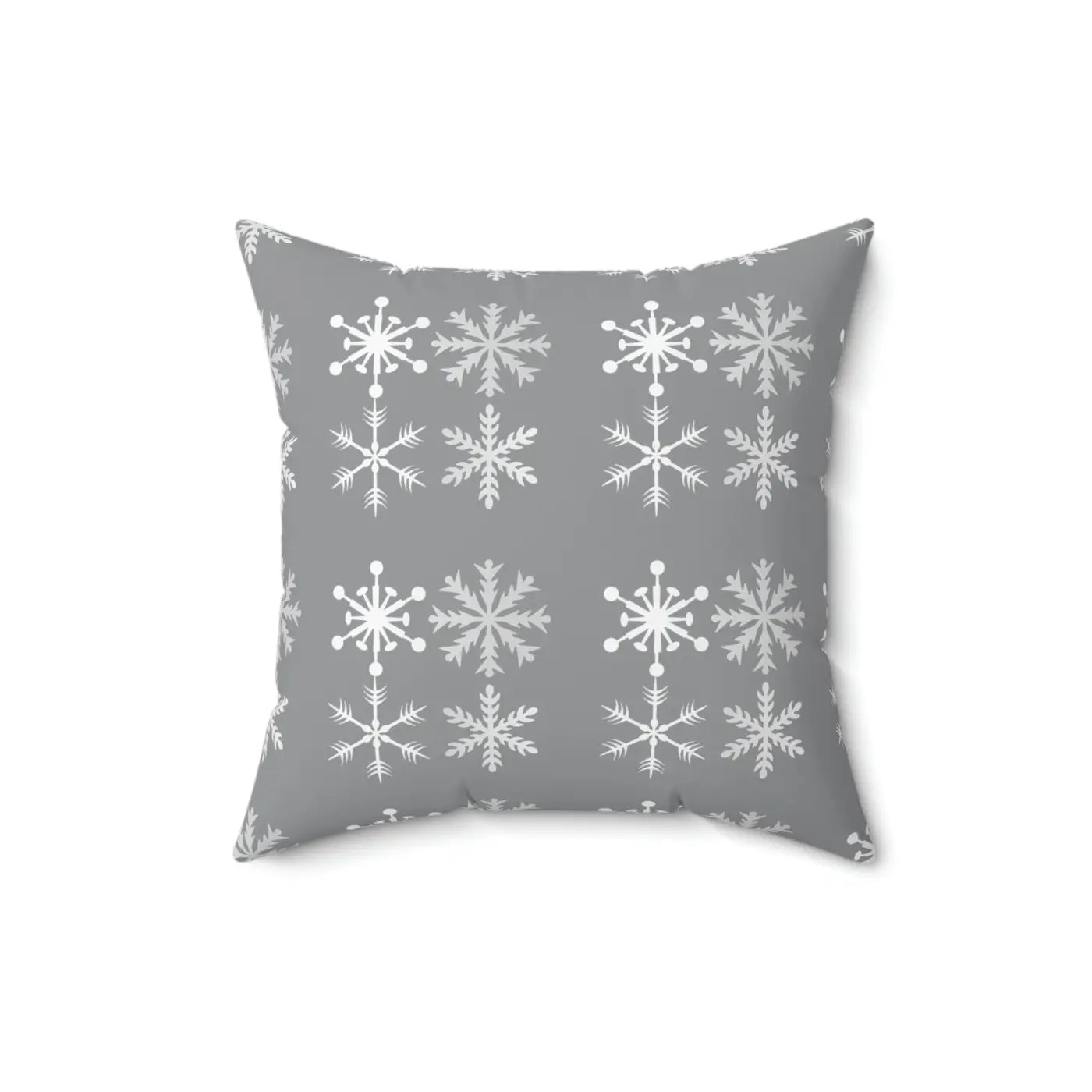 Sparkling Silver Snowflakes Polyester Square Pillow - Winter - DipaliZ