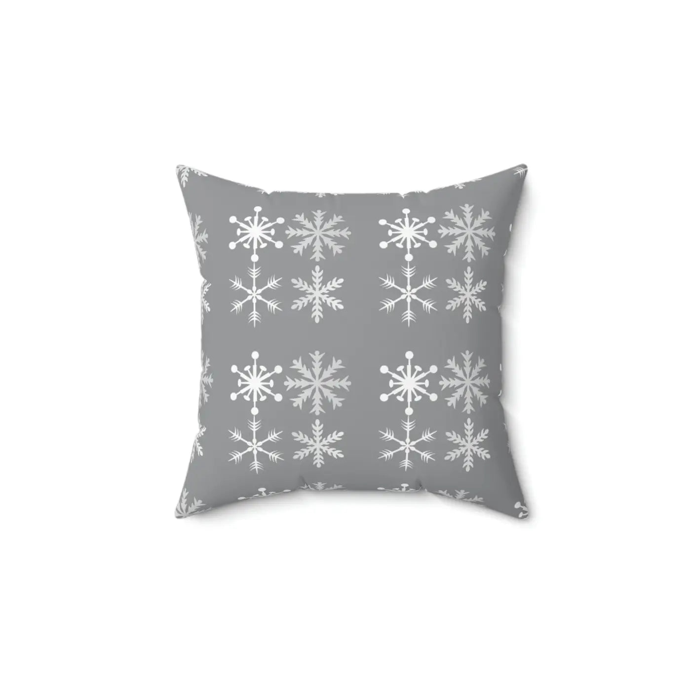 Sparkling Silver Snowflakes Polyester Square Pillow - Winter - DipaliZ