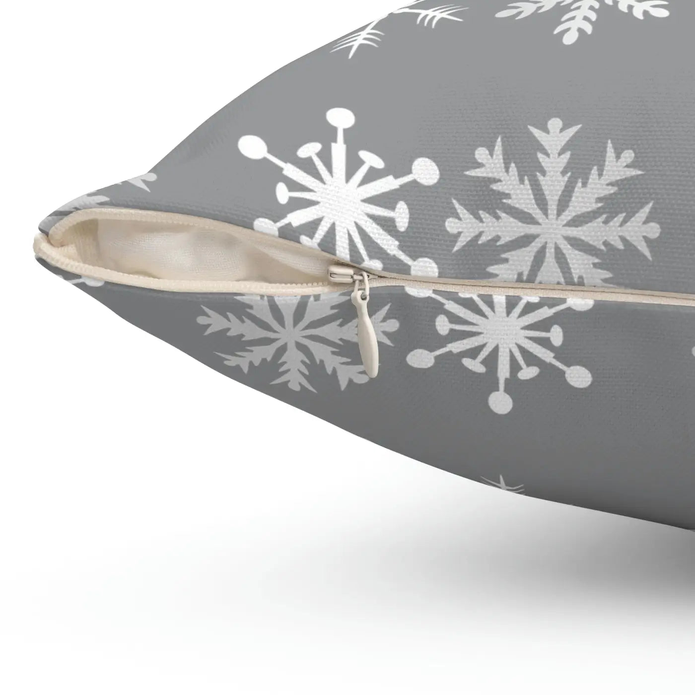 Sparkling Silver Snowflakes Polyester Square Pillow - Winter - DipaliZ