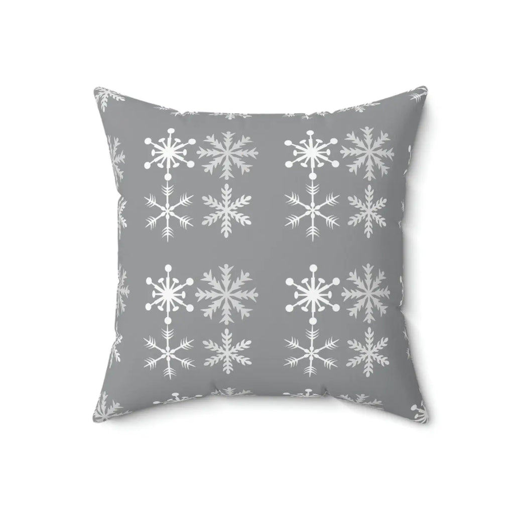 Sparkling Silver Snowflakes Polyester Square Pillow - Winter - DipaliZ