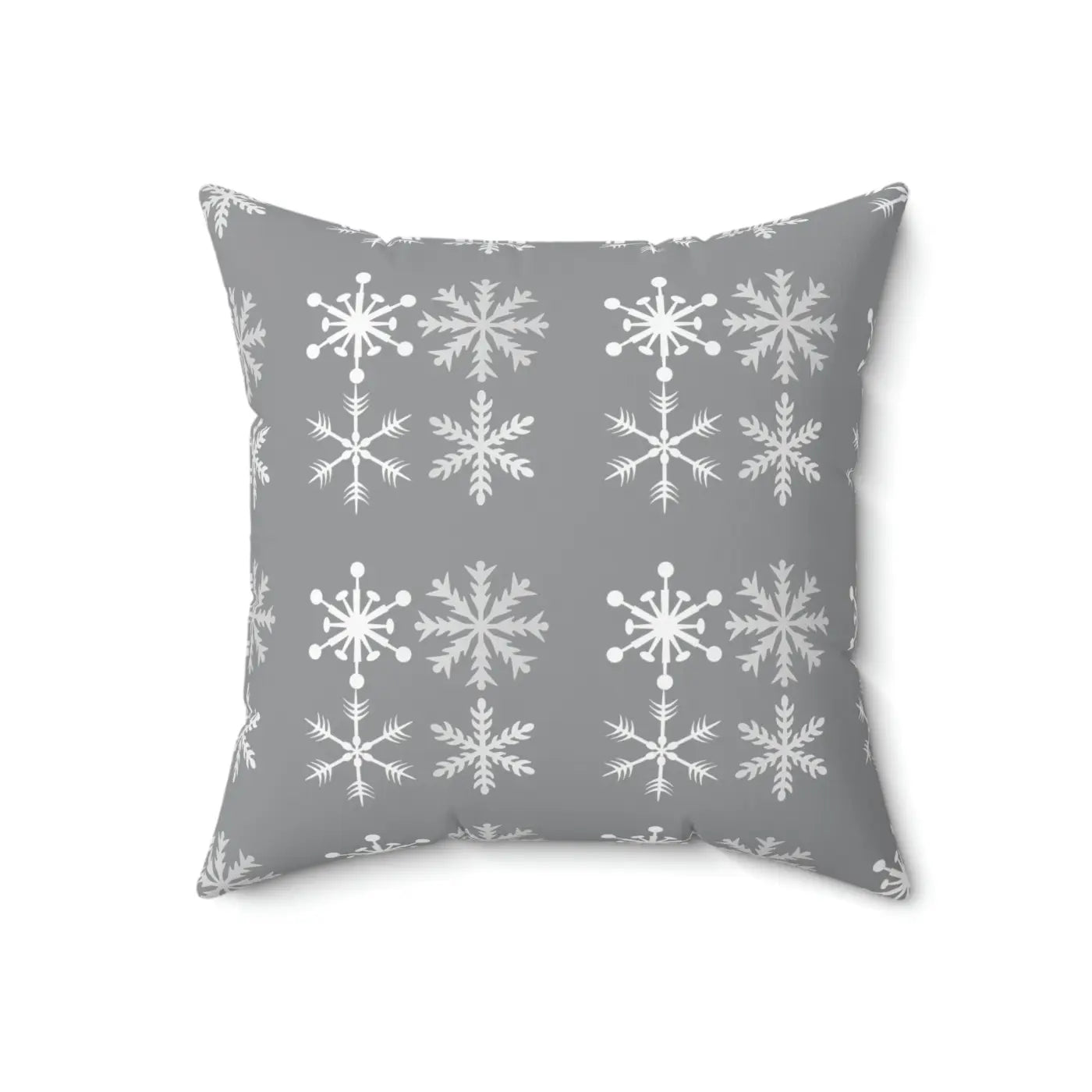 Sparkling Silver Snowflakes Polyester Square Pillow - Winter - DipaliZ