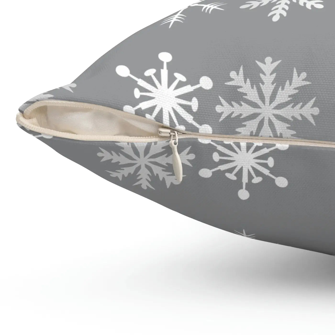 Sparkling Silver Snowflakes Polyester Square Pillow - Winter - DipaliZ