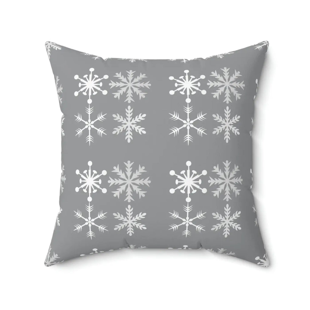 Sparkling Silver Snowflakes Polyester Square Pillow - Winter - DipaliZ