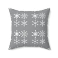Sparkling Silver Snowflakes Polyester Square Pillow - Winter - DipaliZ