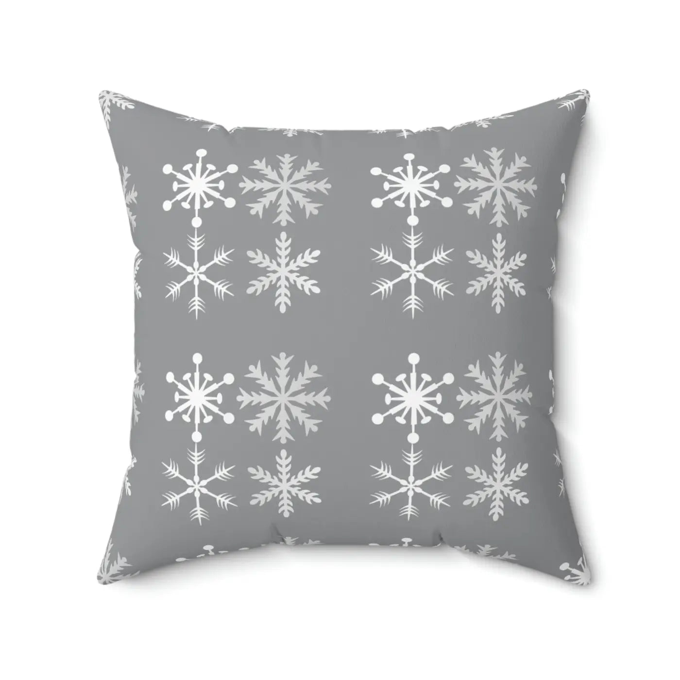 Sparkling Silver Snowflakes Polyester Square Pillow - Winter - DipaliZ